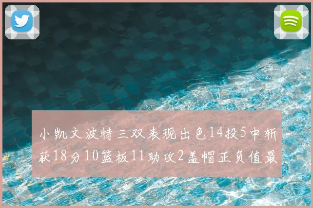小凯文波特三双表现出色14投5中斩获18分10篮板11助攻2盖帽正负值最高